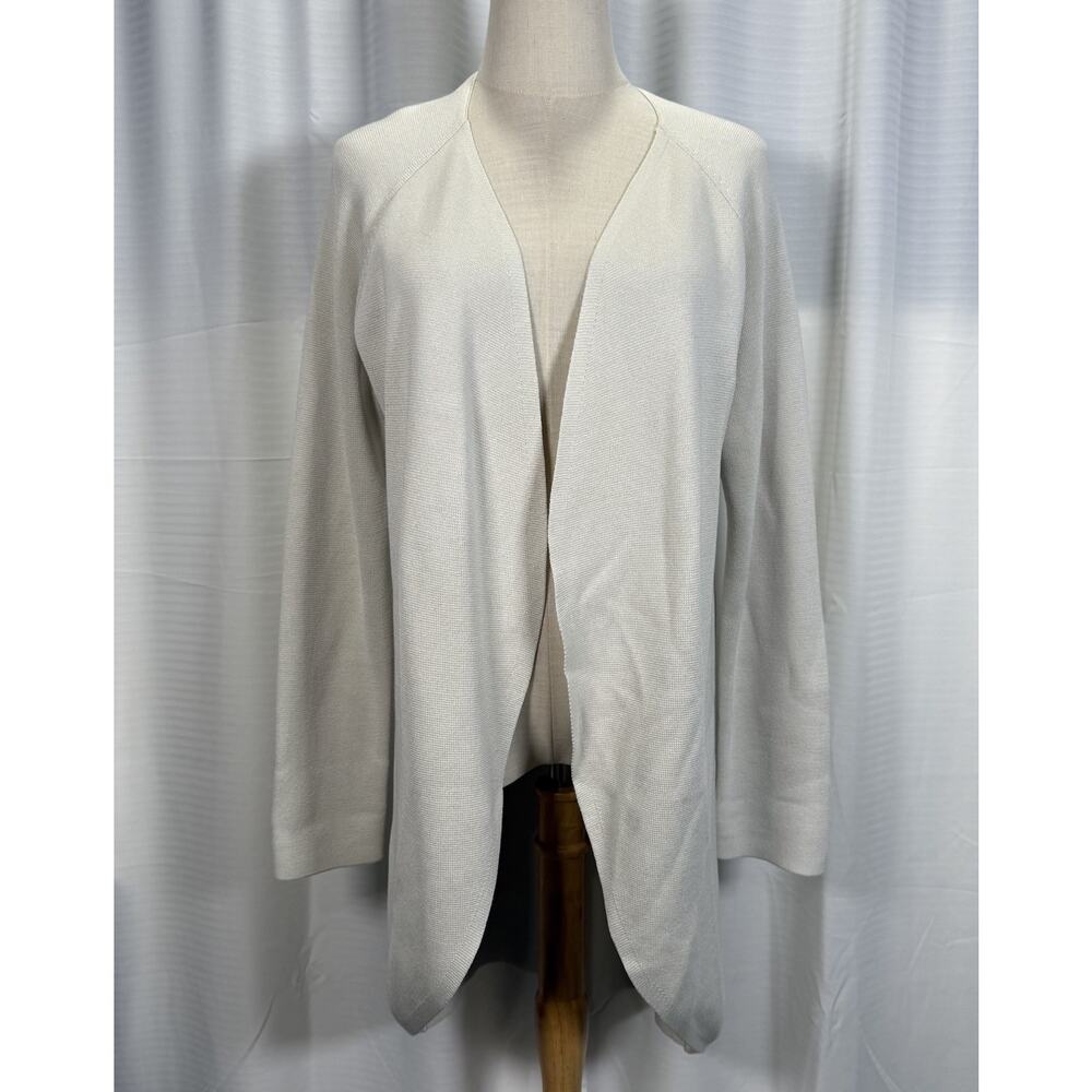 Eileen Fisher Silk Organic Cotton Knit Cardigan Sweater Women's Size S Ivory - Picture 1 of 8